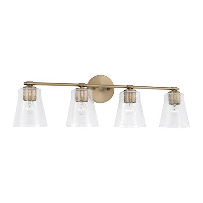 Capital Lighting 146941AD-533 Aged Brass 32'' W X 9.5'' H 4-light Vanity In Aged Brass With Clear Seeded Glass Image 1