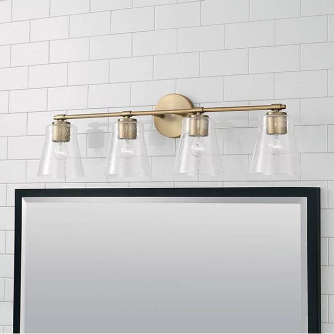 Capital Lighting 146941AD-533 Aged Brass 32'' W X 9.5'' H 4-light Vanity In Aged Brass With Clear Seeded Glass Image 2