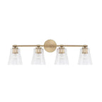 Capital Lighting Baker 32'' W X 9.5'' H 4-light Vanity In Aged Brass With Clear Seeded Glass