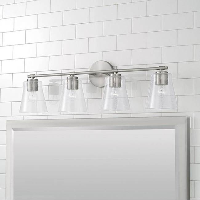 Capital Lighting 146941BN-533 Brushed Nickel 32'' W X 9.5'' H 4-light Vanity In Brushed Nickel With Clear Seeded Glass Image 2