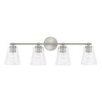 Capital Lighting Baker 32'' W X 9.5'' H 4-light Vanity In Aged Brass With Clear Seeded Glass