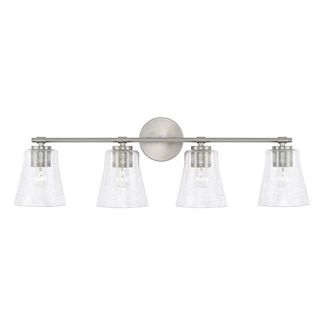 Capital Lighting Baker 32'' W X 9.5'' H 4-light Vanity In Aged Brass With Clear Seeded Glass