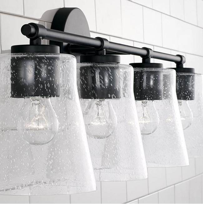 Capital Lighting 146941MB-533 Matte Black 32'' W X 9.5'' H 4-light Vanity In Matte Black With Clear Seeded Glass Image 3