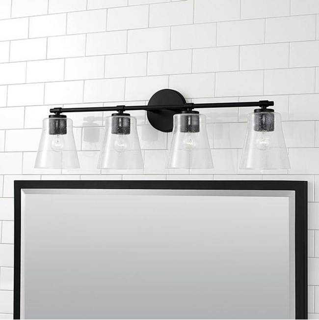 Capital Lighting 146941MB-533 Matte Black 32'' W X 9.5'' H 4-light Vanity In Matte Black With Clear Seeded Glass Image 2