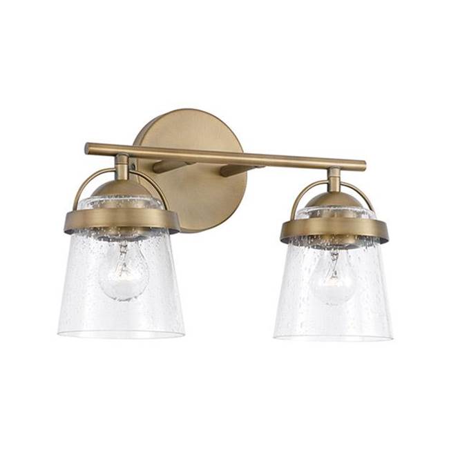 Capital Lighting 147021AD-534 Aged Brass 14'' W X 9.5'' H 2-light Vanity In Aged Brass With Clear Seeded Glass Image 1