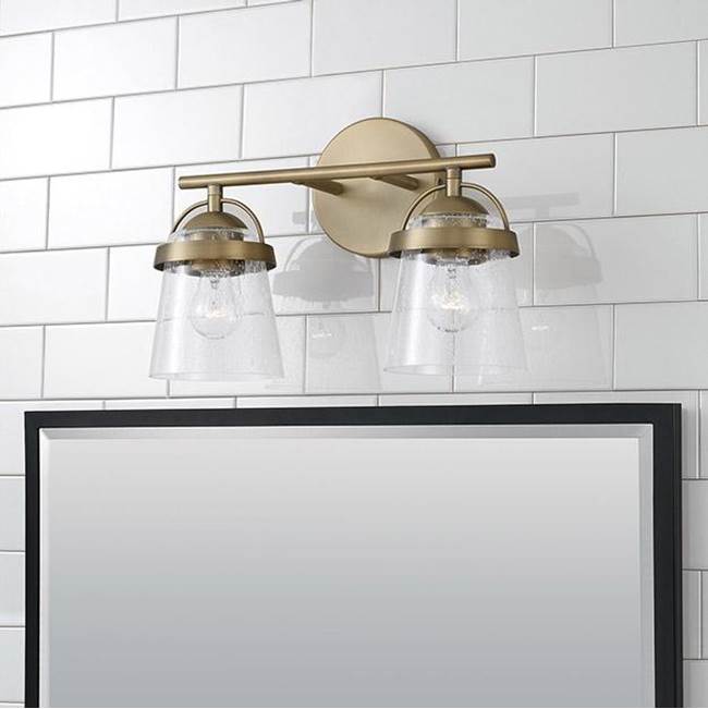 Capital Lighting 147021AD-534 Aged Brass 14'' W X 9.5'' H 2-light Vanity In Aged Brass With Clear Seeded Glass Image 2