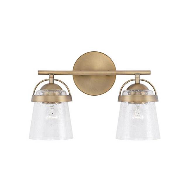 Capital Lighting Madison 14'' W X 9.5'' H 2-light Vanity In Aged Brass With Clear Seeded Glass