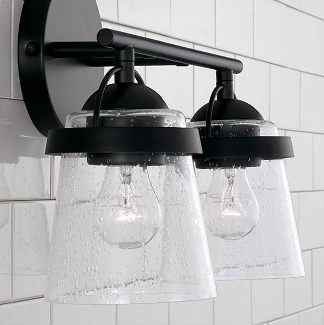 Capital Lighting 147021MB-534 Matte Black 14'' W X 9.5'' H 2-light Vanity In Matte Black With Clear Seeded Glass Image 3