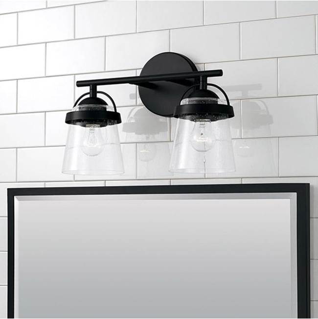 Capital Lighting 147021MB-534 Matte Black 14'' W X 9.5'' H 2-light Vanity In Matte Black With Clear Seeded Glass Image 2