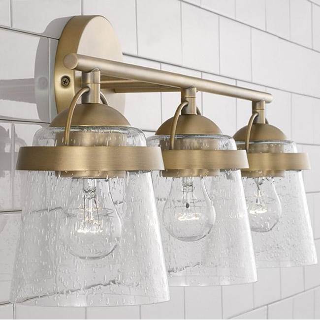 Capital Lighting 147031AD-534 Aged Brass 23'' W X 9.5'' H 3-light Vanity In Aged Brass With Clear Seeded Glass Image 3