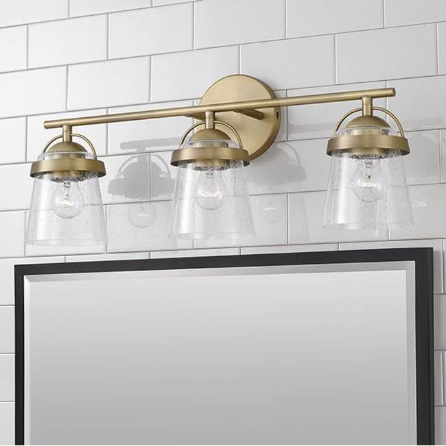 Capital Lighting 147031AD-534 Aged Brass 23'' W X 9.5'' H 3-light Vanity In Aged Brass With Clear Seeded Glass Image 2