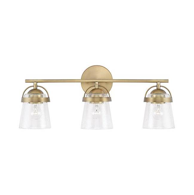 Capital Lighting Madison 23'' W X 9.5'' H 3-light Vanity In Aged Brass With Clear Seeded Glass