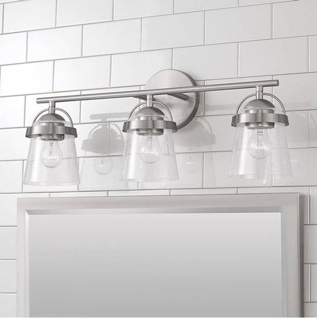 Capital Lighting 147031BN-534 Brushed Nickel 23'' W X 9.5'' H 3-light Vanity In Brushed Nickel With Clear Seeded Glass Image 2