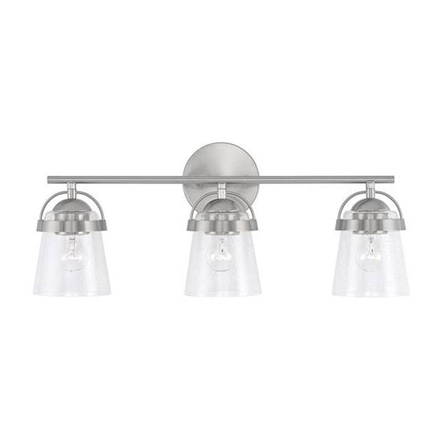 Capital Lighting Madison 23'' W X 9.5'' H 3-light Vanity In Aged Brass With Clear Seeded Glass