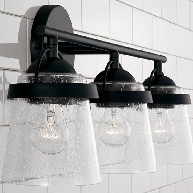 Capital Lighting 147031MB-534 Matte Black 23'' W X 9.5'' H 3-light Vanity In Matte Black With Clear Seeded Glass Image 3