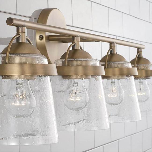 Capital Lighting 147041AD-534 Aged Brass 32.5'' W X 9.5'' H 4-light Vanity In Aged Brass With Clear Seeded Glass Image 3