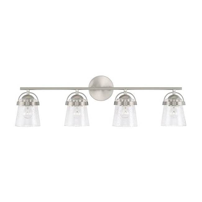 Capital Lighting Madison 32.5'' W X 9.5'' H 4-light Vanity In Aged Brass With Clear Seeded Glass