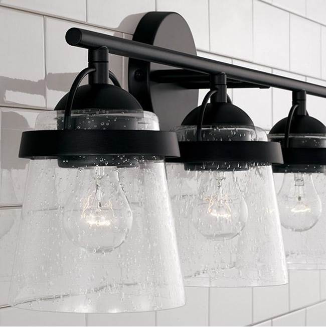 Capital Lighting 147041MB-534 Matte Black 32.5'' W X 9.5'' H 4-light Vanity In Matte Black With Clear Seeded Glass Image 3