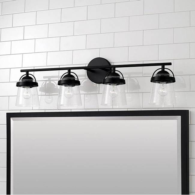Capital Lighting 147041MB-534 Matte Black 32.5'' W X 9.5'' H 4-light Vanity In Matte Black With Clear Seeded Glass Image 2