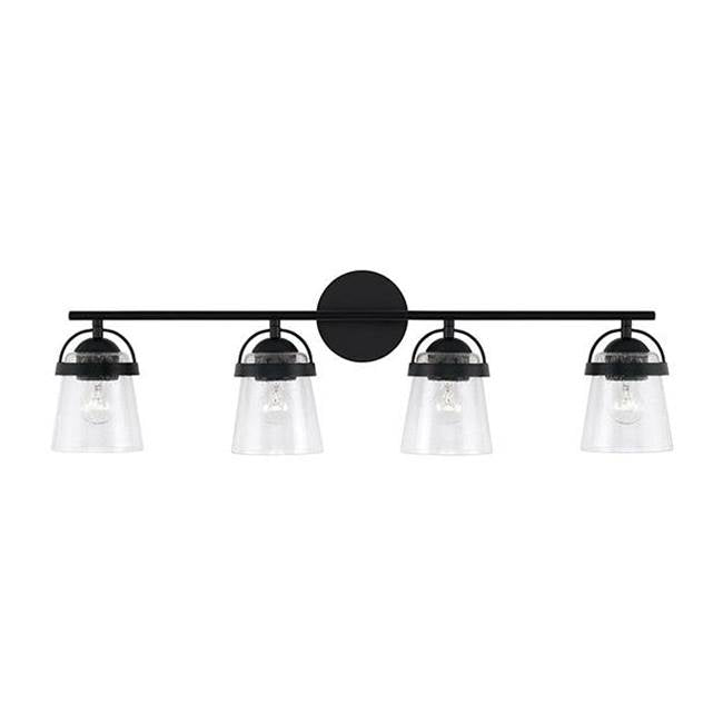 Capital Lighting Madison 32.5'' W X 9.5'' H 4-light Vanity In Aged Brass With Clear Seeded Glass
