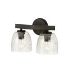 Capital Lighting 147621CK-536 Carbon Grey,Black Iron 15.5''w X 9.5''h 2-light Vanity In Carbon Grey And Black Iron With Stone Seeded Glass Handcrafted Of Wire-brushed Mango Wood Image 1