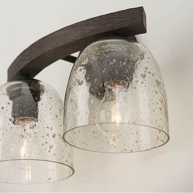 Capital Lighting Clive 15.5''w X 9.5''h 2-light Vanity In Carbon Grey And Black Iron With Stone Seeded Glass Handcrafted Of Wire-brushed Mango Wood