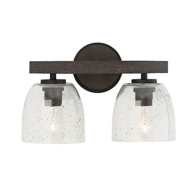 Capital Lighting 147621CK-536 Carbon Grey,Black Iron 15.5''w X 9.5''h 2-light Vanity In Carbon Grey And Black Iron With Stone Seeded Glass Handcrafted Of Wire-brushed Mango Wood Image 3