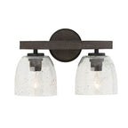Capital Lighting 147621CK-536 Carbon Grey,Black Iron 15.5''w X 9.5''h 2-light Vanity In Carbon Grey And Black Iron With Stone Seeded Glass Handcrafted Of Wire-brushed Mango Wood Image 3