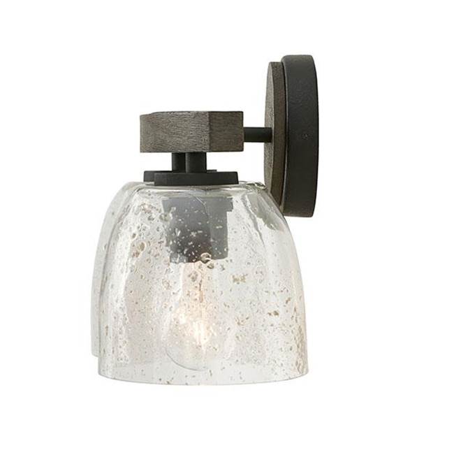 Capital Lighting 147621CK-536 Carbon Grey,Black Iron 15.5''w X 9.5''h 2-light Vanity In Carbon Grey And Black Iron With Stone Seeded Glass Handcrafted Of Wire-brushed Mango Wood Image 2