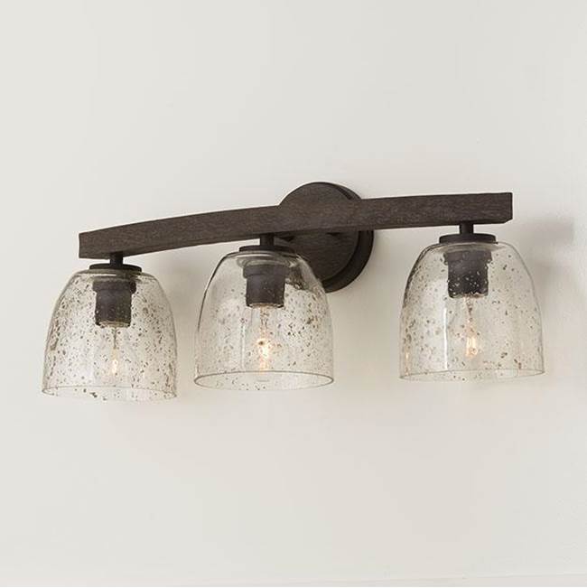 Capital Lighting 147631CK-536 Carbon Grey,Black Iron 24.5''w X 9.5''h 3-light Vanity In Carbon Grey And Black Iron With Stone Seeded Glass Handcrafted Of Wire-brushed Mango Wood Image 4