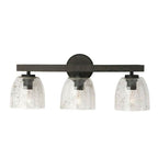 Capital Lighting 147631CK-536 Carbon Grey,Black Iron 24.5''w X 9.5''h 3-light Vanity In Carbon Grey And Black Iron With Stone Seeded Glass Handcrafted Of Wire-brushed Mango Wood Image 3