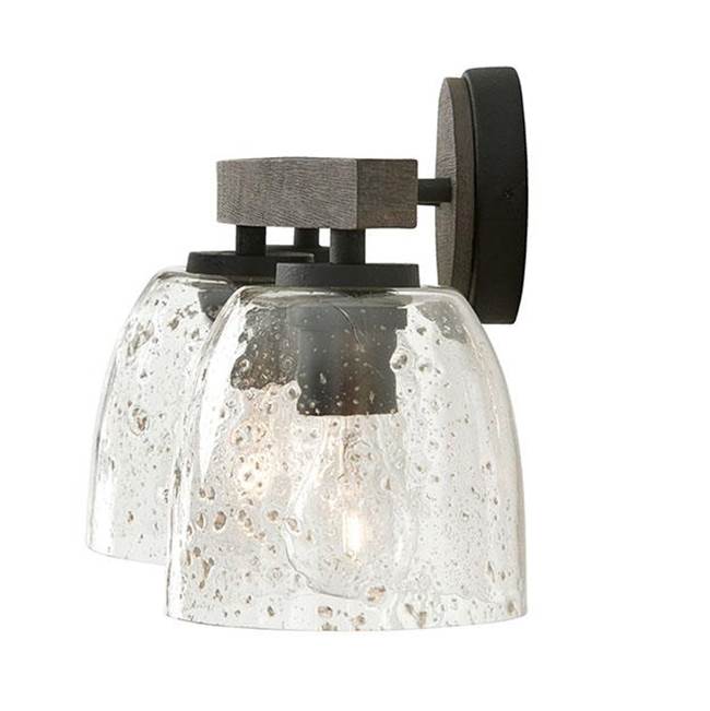 Capital Lighting 147631CK-536 Carbon Grey,Black Iron 24.5''w X 9.5''h 3-light Vanity In Carbon Grey And Black Iron With Stone Seeded Glass Handcrafted Of Wire-brushed Mango Wood Image 2