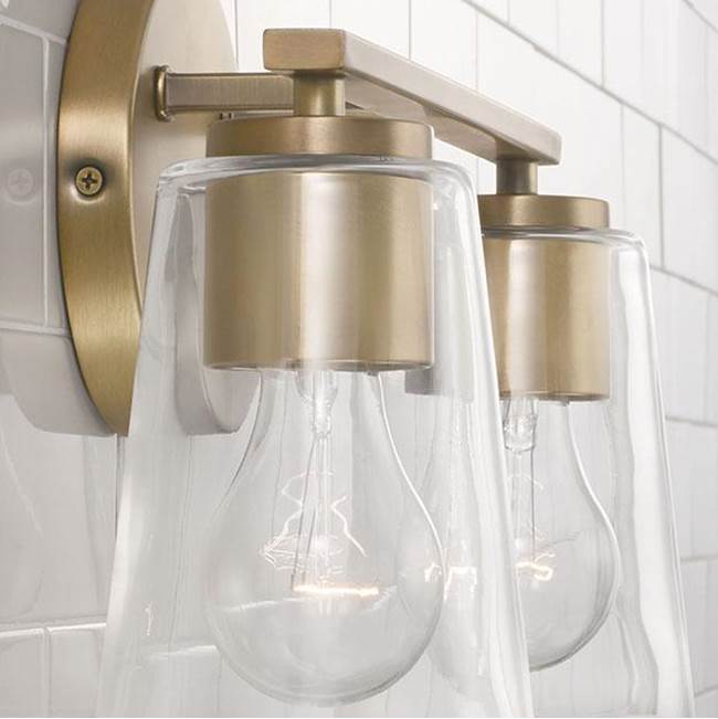 Capital Lighting Portman 14.5''w X 8.25''h 2-light Vanity In Aged Brass With Clear Glass