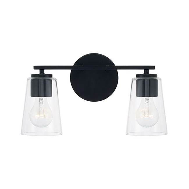 Capital Lighting 148621MB-537 Matte Black 14.5''w X 8.25''h 2-light Vanity In Matte Black With Clear Glass Image 3
