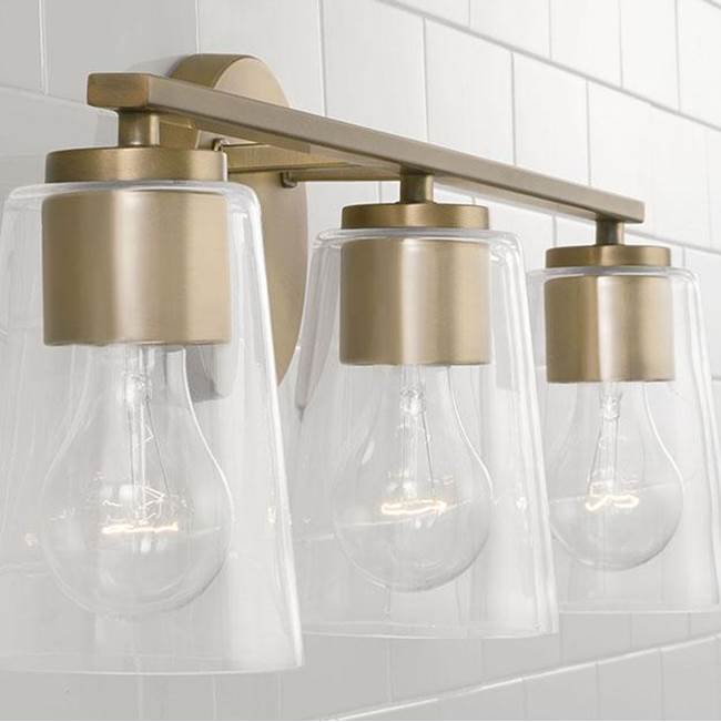 Capital Lighting Portman 25''w X 8.25''h 3-light Vanity In Aged Brass With Clear Glass