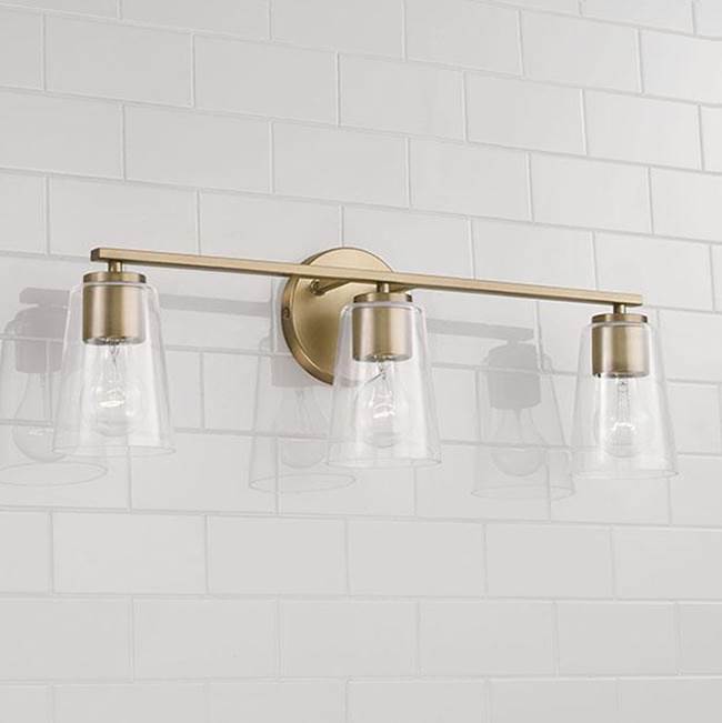 Capital Lighting 148631AD-537 Aged Brass 25''w X 8.25''h 3-light Vanity In Aged Brass With Clear Glass Image 4