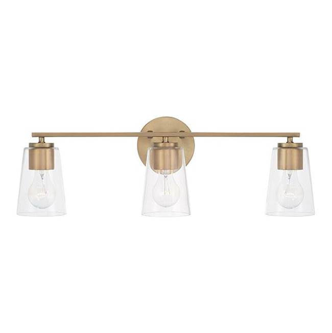 Capital Lighting 148631AD-537 Aged Brass 25''w X 8.25''h 3-light Vanity In Aged Brass With Clear Glass Image 3