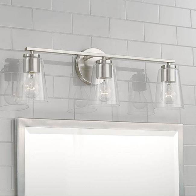 Capital Lighting 148631BN-537 Brushed Nickel 25''w X 8.25''h 3-light Vanity In Brushed Nickel With Clear Glass Image 4