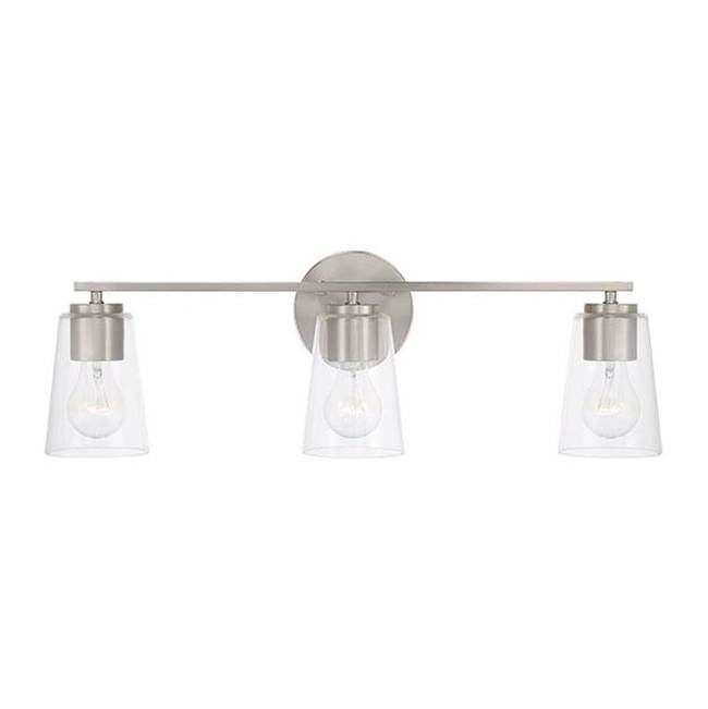 Capital Lighting 148631BN-537 Brushed Nickel 25''w X 8.25''h 3-light Vanity In Brushed Nickel With Clear Glass Image 3