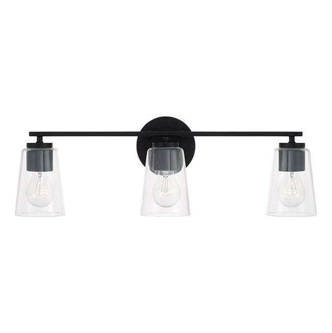 Capital Lighting 148631MB-537 Matte Black 25''w X 8.25''h 3-light Vanity In Matte Black With Clear Glass Image 3
