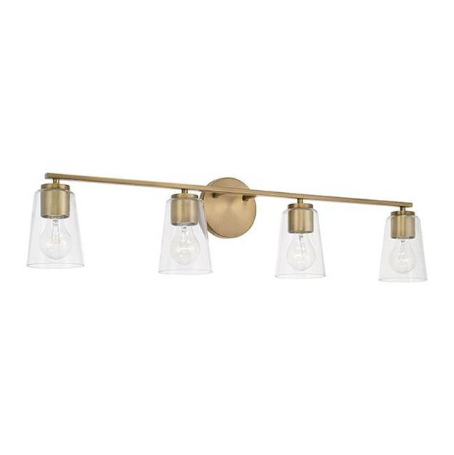 Capital Lighting 148641AD-537 Aged Brass 35.25''w X 8.25''h 4-light Vanity In Aged Brass With Clear Glass Image 1
