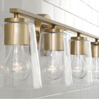 Capital Lighting Portman 35.25''w X 8.25''h 4-light Vanity In Aged Brass With Clear Glass