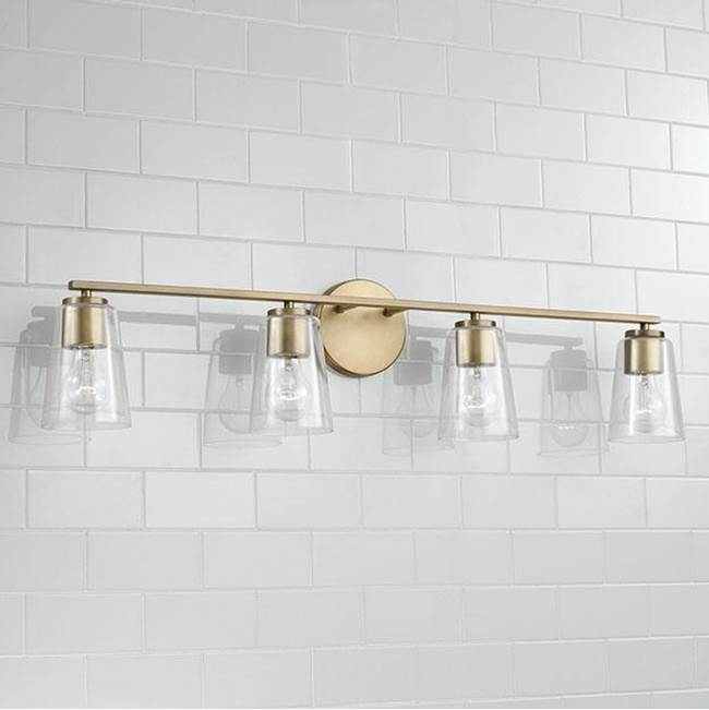 Capital Lighting 148641AD-537 Aged Brass 35.25''w X 8.25''h 4-light Vanity In Aged Brass With Clear Glass Image 4
