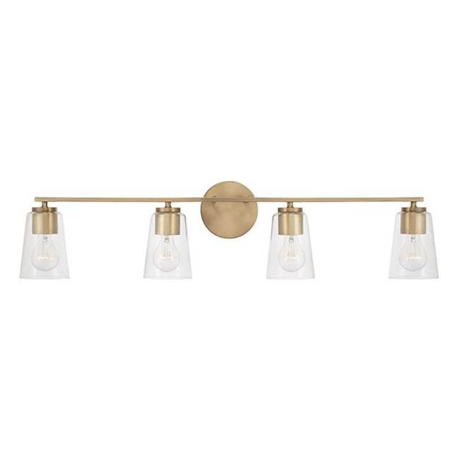 Capital Lighting 148641AD-537 Aged Brass 35.25''w X 8.25''h 4-light Vanity In Aged Brass With Clear Glass Image 3