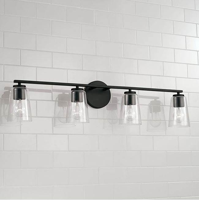 Capital Lighting 148641MB-537 Matte Black 35.25''w X 8.25''h 4-light Vanity In Matte Black With Clear Glass Image 4