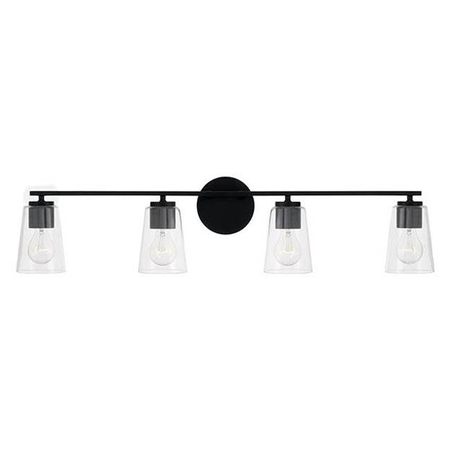 Capital Lighting 148641MB-537 Matte Black 35.25''w X 8.25''h 4-light Vanity In Matte Black With Clear Glass Image 3