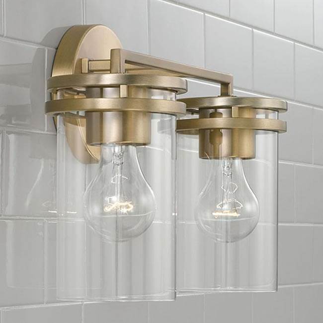 Capital Lighting Fuller 14.25''w X 9.75''h 2-light Vanity In Aged Brass With Clear Glass