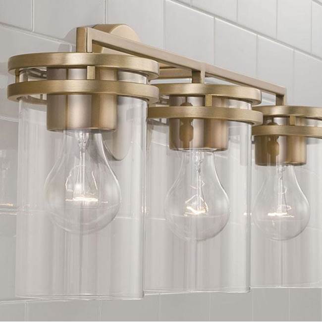 Capital Lighting Fuller 24''w X 9.75''h 3-light Vanity In Aged Brass With Clear Glass