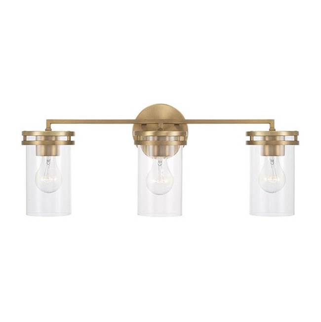 Capital Lighting 148731AD-539 Aged Brass 24''w X 9.75''h 3-light Vanity In Aged Brass With Clear Glass Image 3