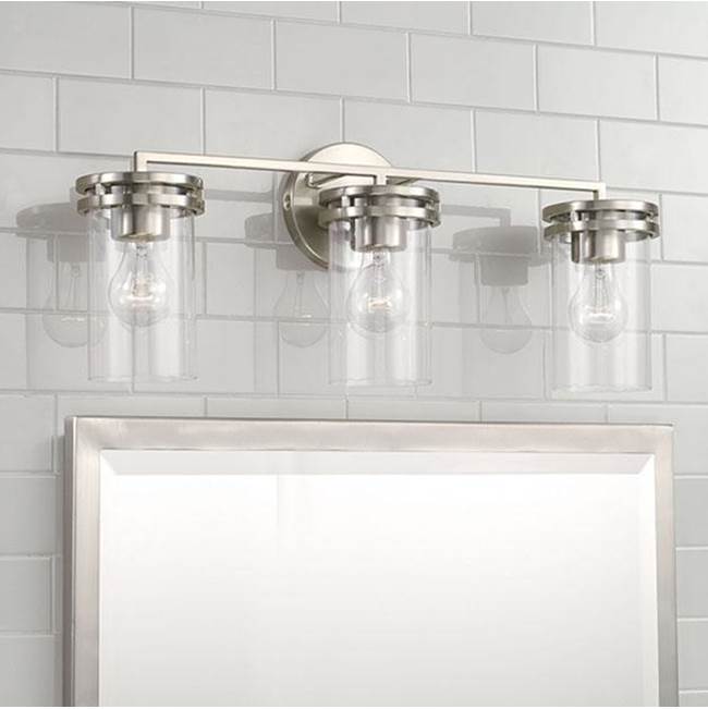 Capital Lighting 148731BN-539 Brushed Nickel 24''w X 9.75''h 3-light Vanity In Brushed Nickel With Clear Glass Image 4